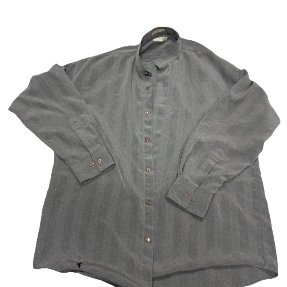 Elliott  Grey Long Sleeve Blue Gray Button Down Shirt, Size M 💯 polyester